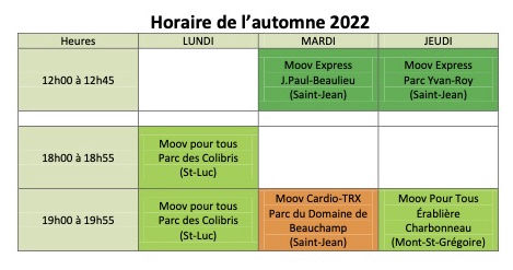 Calendrier Moov Plein air automne 2022